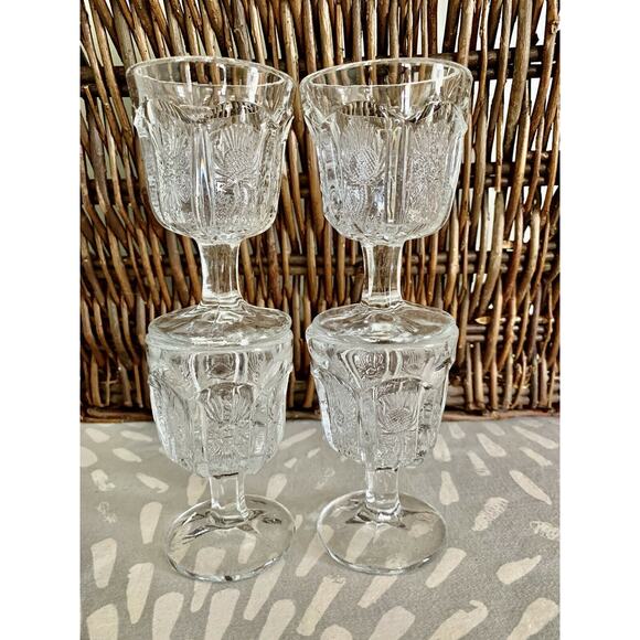Antique Higbee cordial glasses stemmed EAPG thistle pattern set of 4 - Picture 1 of 12